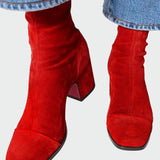 Eva Elegantní KotníkovéKozačky Čtvercová ŠirokýPodpatek