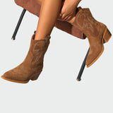 Magdaléna Elegantní Botín Western Pravokožené Kotníčky