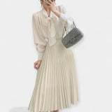 Veronika - Dlouhá plisovaná saténová sukně