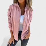 Veronika - Sametová bunda s kapucí a zipem