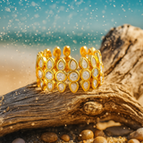 Solina | Zlacený prsten s třpytivými drahokamy