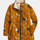 Eira | Lehká černá kočka Halloween potisk prošívaná bunda