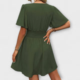 Winslet - Šaty s Nařaseným Pasem a V-Výstřihem