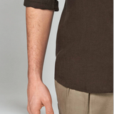 Esenciální Lněná Košile - Tmavě Hnědá