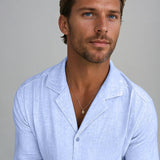 Lněná plážová košile - Světle modrá