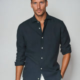 Esenciální Lněná Košile - Námořnická Modrá