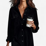 Anastacia™ Midi Ample z Velurového Žebrovaného Materiálu