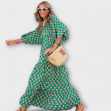 Elegantní geometrické maxi šaty