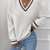 Marina | Pruhovaný pletený svetr s waffle vzorem