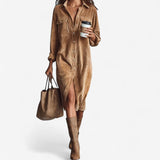 Anastacia™ Midi Ample z Velurového Žebrovaného Materiálu