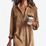 Anastacia™ Midi Ample z Velurového Žebrovaného Materiálu