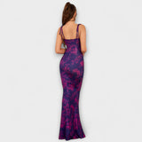 Thalia - Šaty na ples s květinovým potiskem a zavázanými ramínky