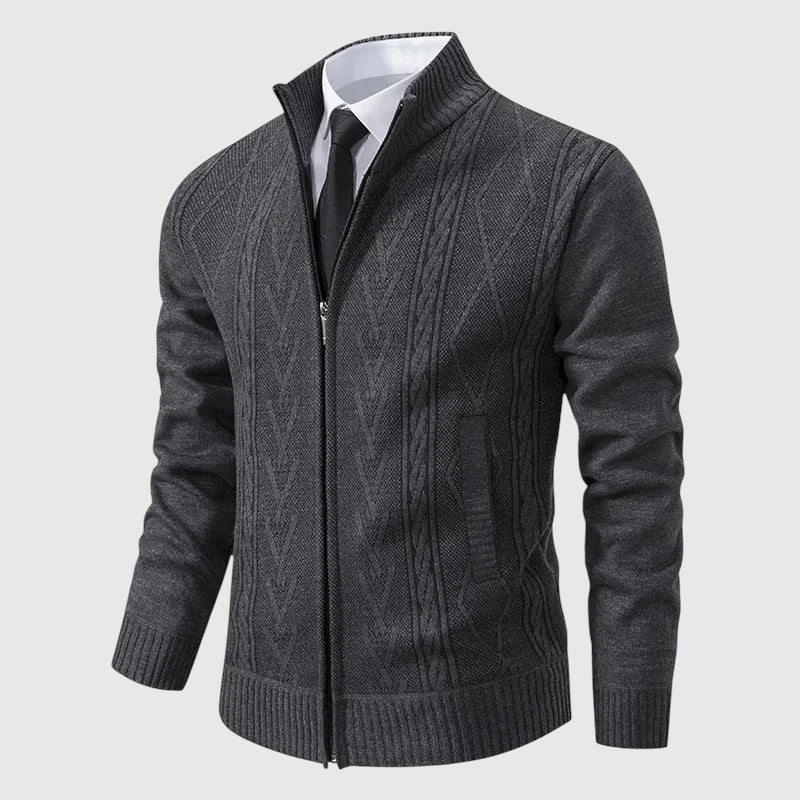 Jakub – Pletený svetr na zip s vysokým límcem