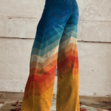 Tereza - Elegantní retro kalhoty se zigzagovým vzorem